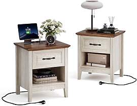 LINSY HOME Nachttisch 2er Set, Farmhouse Holz
