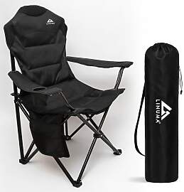 LINUMA® Luxus Faltstuhl PRO SCHWARZ Campingstuhl
