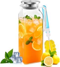 Litrue Glaskaraffe 2 Liter, Wasserkaraffe mit