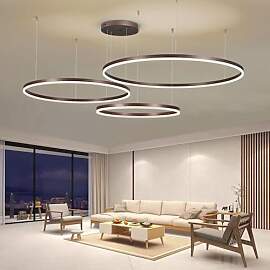 LIUYU 3-Ringe LED Pendelleuchte Braun, Moderne