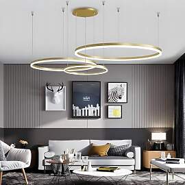 LIUYU 3-Ringe LED Pendelleuchte Gold, Moderne