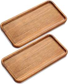 LiWiBet Holztablett Rechteckig Deko 2er Set,