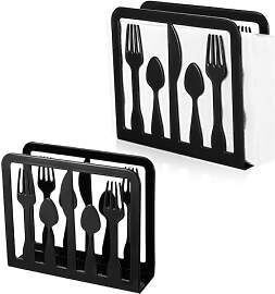 LiYiJiKeJi 2 STK Serviettenhalter Schwarz, Metall