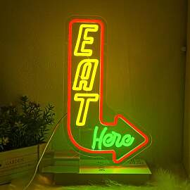 LMSIGNLY Eat Here Neon Schild für Wanddekoration