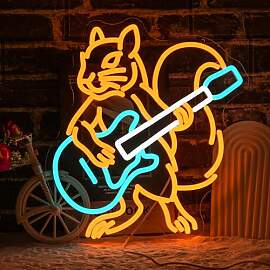 LMSIGNLY Eichhörnchen Gitarre Neon Schild für