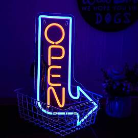 LMSIGNLY Offenes Neon Schild für Business Pfeil