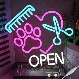 LMSIGNLY Pet Shop Open Neon Schild für