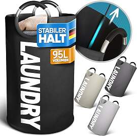 Loco Bird Faltbarer Wäschekorb 95L Schwarz –