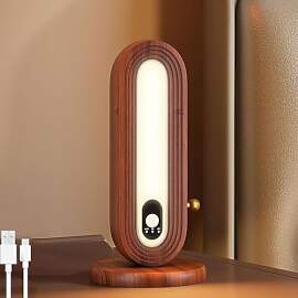 LOGT Holz Akku Tischlampe mit Bewegungsmelder und