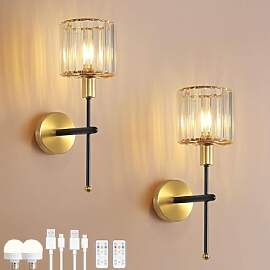 LOGT LED Kabellose Wandleuchte Gold + Schwarze