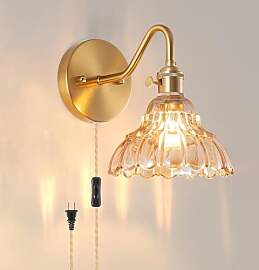 LOGT Vintage Wandleuchte mit Schalter und Stecker, 