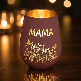 LOHAME Geschenke für Mama Windlicht mit Gravur