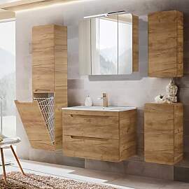 Lomadox Badezimmermöbel Set Eiche, Keramik