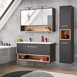Lomadox Badmöbel Set in anthrazit mit Artisan