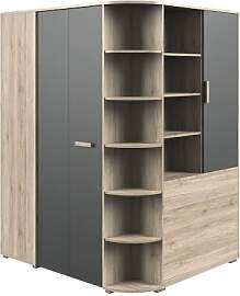 Lomadox Kinderzimmer Eckkleiderschrank begehbar