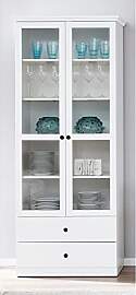 Lomadox Vitrine weiß Wohnzimmer mit Knopfgriffen