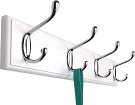 lomejii Holz Wandgarderobe Weiß, 4 silberne