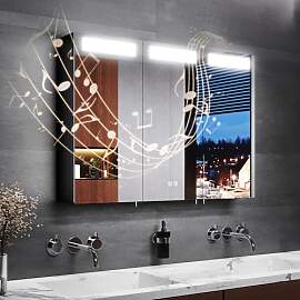 LOMIKEN Spiegelschrank Bad, 90 x 65 x 13cm,