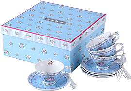 London Boutique Kaffeetasse und Untertasse, Shabby 