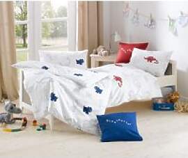 Lorena Mako-Satin Kinder-Bettwäsche Dinosaurier
