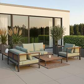 Loungegarnitur Chiara Grün Outdoorstoff/Metall