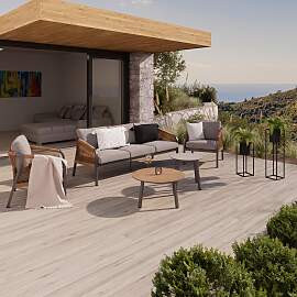 Loungegarnitur Doha Anthrazit/Hellgrau/Naturfarben