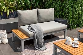 Loungegarnitur Julian 1 Hellgrau Echtholz