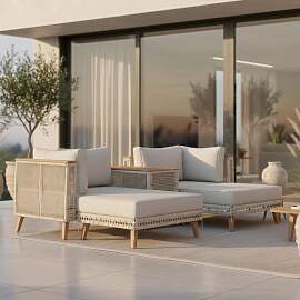 Loungegarnitur Marilou Creme/ Hellgr