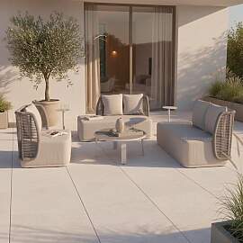 Loungegarnitur Marino Hellgrau Metall/Outdoorstoff 