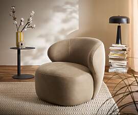 Loungesessel Pulo 80x80 cm Mikrofaser Beige Vintage