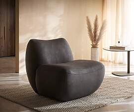 Loungesessel Zena 75x85 cm Mikrofaser Anthrazit
