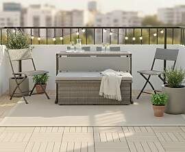 Loungeset Mario Graubraun Metall/Kunststoff Modular