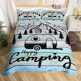 Loussiesd Camper Bettwäsche Set Happy Camping