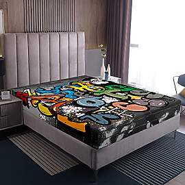 Loussiesd Hiphop Graffiti Stil Spannbetttuch