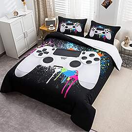 Loussiesd Jungen Gamer Bettwäsche Set 135x200cm