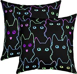 Loussiesd Mädchen Katze 2er Set Kissenbezüge