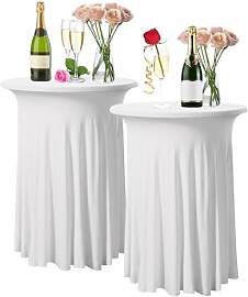 LPAMABA 2er Set Stretch Tischdecke Weiß
