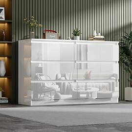 LSBIKE Weiß/Schwarz Kommode mit 6,7,8 Schubladen, 