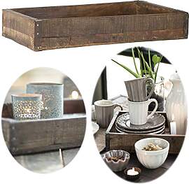 LS-LebenStil Vintage Holztablett Unika - 43x26x6cm 