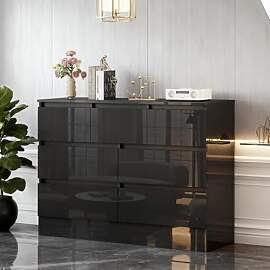 LSLIFE Weiße Kommode mit 6/8 Schubladen Hochglanz 