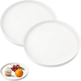Luckwaii Deko Tablett Weiß Rund 30 cm mit 3 Anti