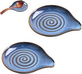 Luckwaii Löffelablage Keramik mit Spiralmuster,2