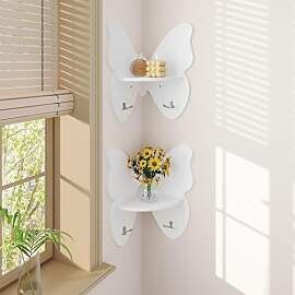 LUE BONA Ecke Wandregal Holz 2er Set,Schweberegal