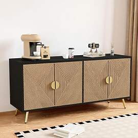LULUWA Sideboard Wohnzimmer mit 4 Türen 160cm,