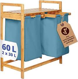 Lumaland Wäschekorb Bambus mit 2 ausziehbaren