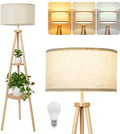 LuminexDesigns Tripod-Stehlampe aus Holz mit 2