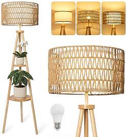 LuminexDesigns Tripod-Stehlampe aus Holz mit 2