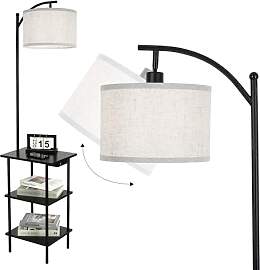 LuminexDesigns Vintage Stehlampe mit Regal, Holz