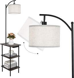 LuminexDesigns Vintage Stehlampe mit Regal, Holz