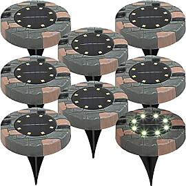 Lunartec Solar Bodenstrahler: 8er-Set